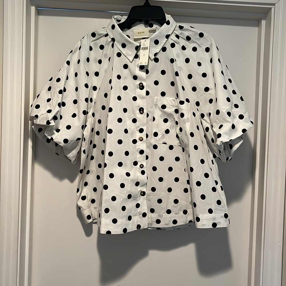 Anthropologie Maeve polla dot swing top- xl- NWT.  Cotton poplin. DARLING!!